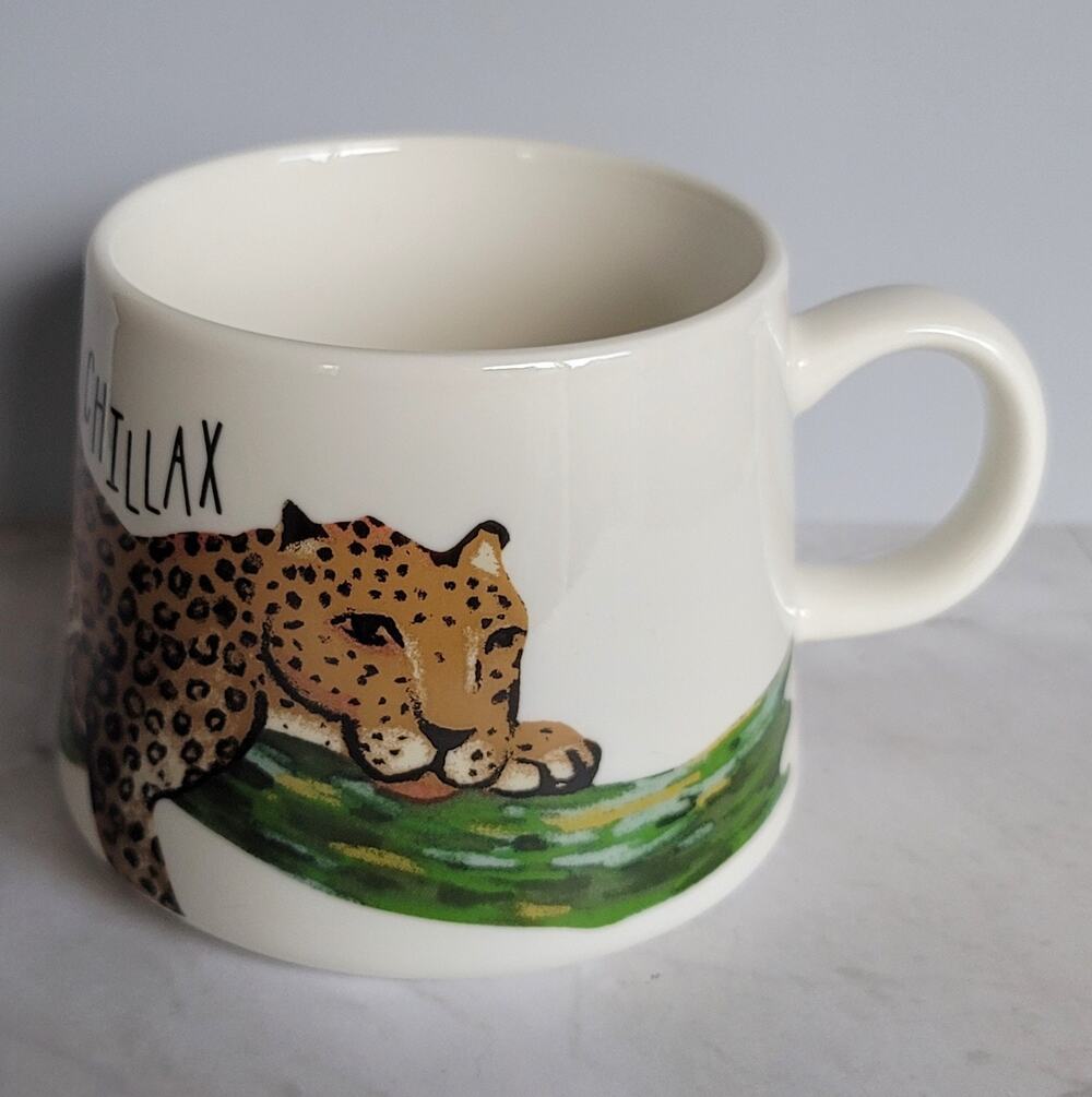OpalHouse Chillax Cheetah Leopard Wild Cat Porcelain Large Coffee or Tea Mug